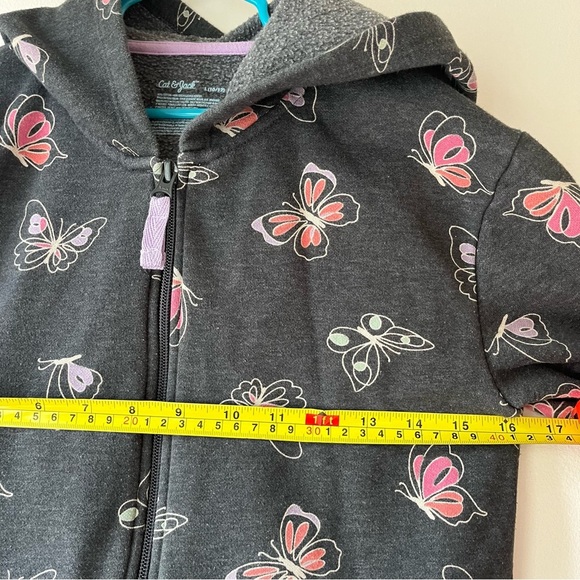Cat & Jack Girls Butterfly Zip Up Hoodie Jacket Gray Fleece Lined Size 10/12 - Picture 5 of 9
